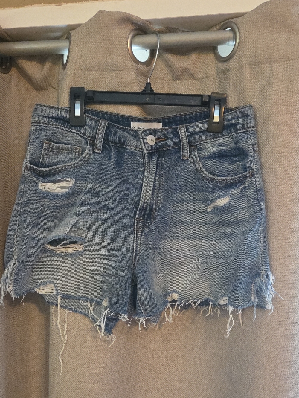 Oneso Los Angeles Women's Distressed Light Blue Denim Shorts